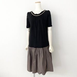 Vintage Marni Drop Waist Ruched Dress brown black